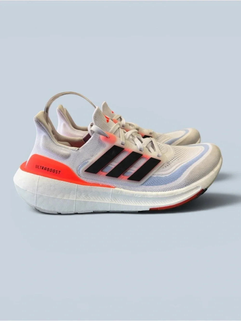 Adidas Ultraboost Running Sneakers - White with Coral & Black Accents Sz 8.5